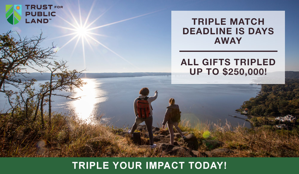 NY  Hook Mountains / Days remain to triple your impact up to $250,000. Don't miss your chance to save 3x the natural landscape. Triple your impact today!